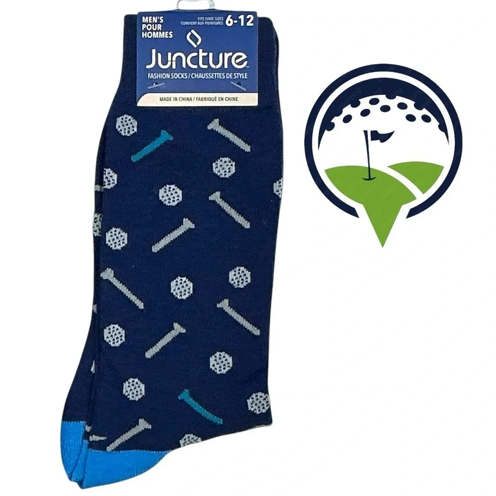 Golf Crew Socks Mens Novelty Funny Print Blue Unisex OS Shoe Size 6-12